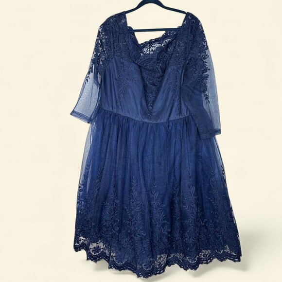 NEW CHI CHI MIDI Blue Lace with Tule Dress Size 20 US - Picture 4 of 8